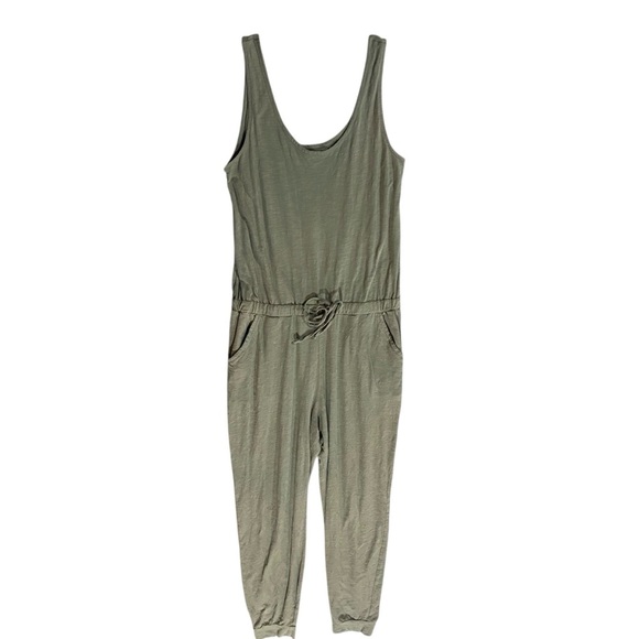 Pact Cool Stretch Lounge Jogger Jumpsuit 100% Organic Cotton Green Sz L - Picture 2 of 6